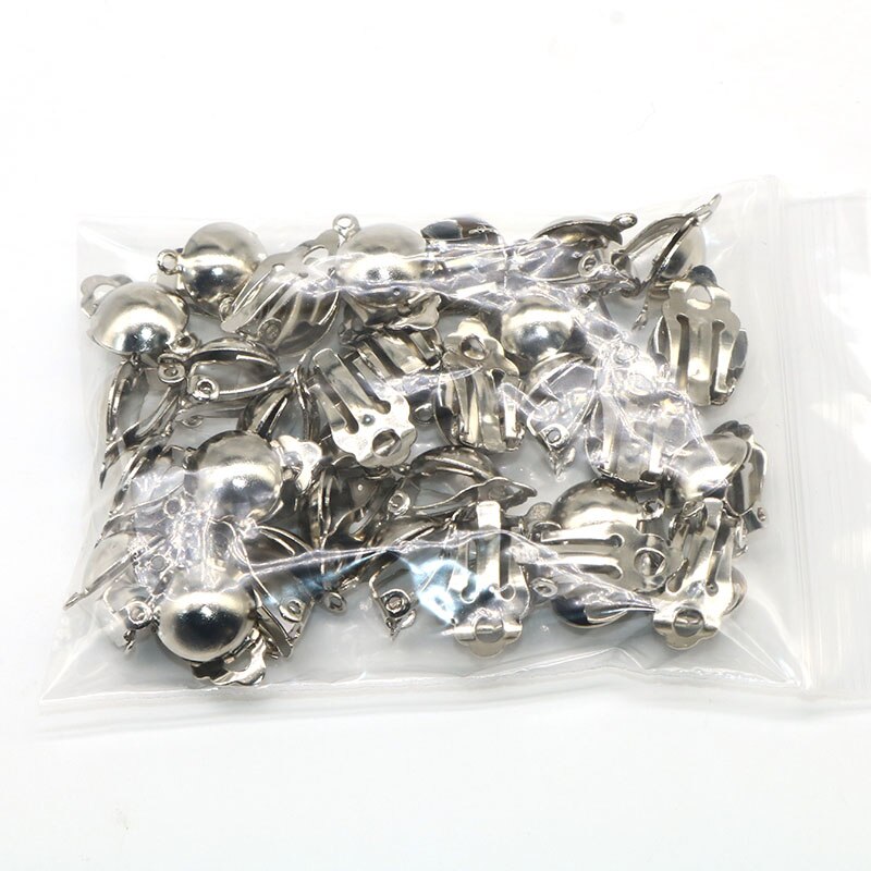 20pcs/lot 12mm Earring Diy Ear Accessories Clip On Earring Flat Silver Color Loop Clasps Clamps Connector Jewelry Making