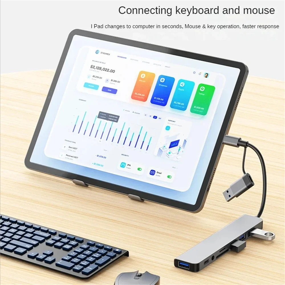 Usb a type c hub koncentrator dockingstation multiadapter sd tf kortlæser lyd multi-hub dock splitter til macbook air pc