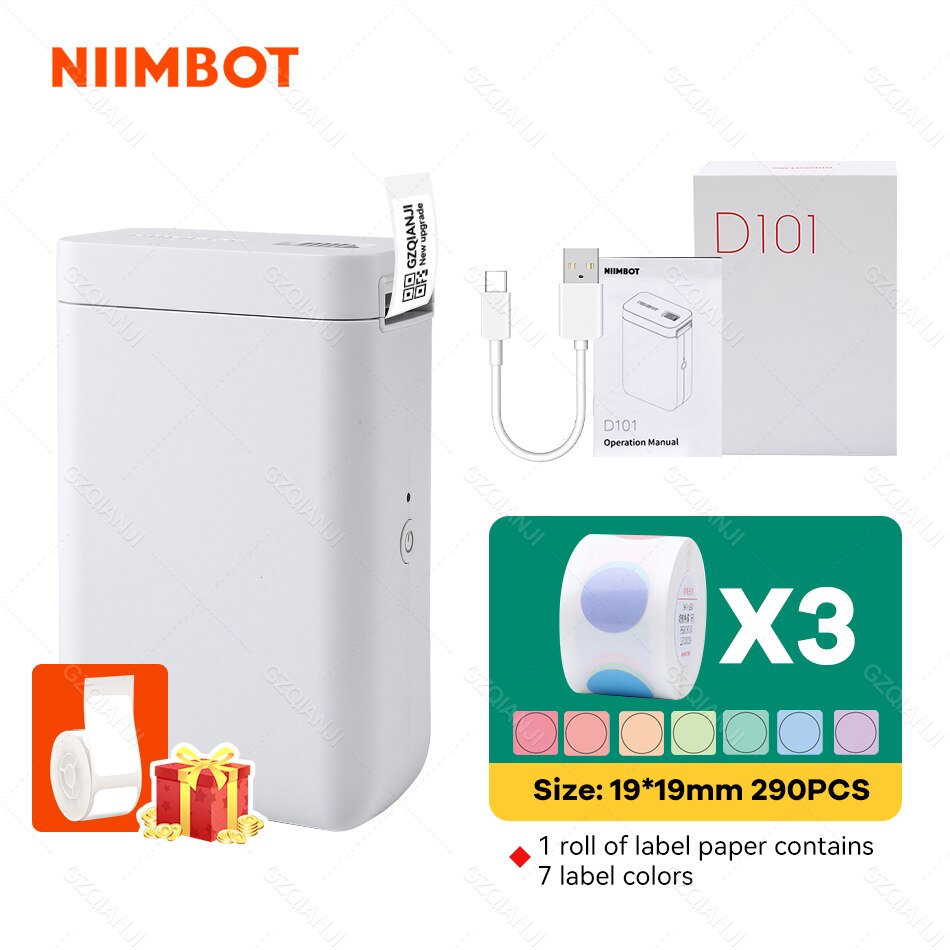 Niimbot D101 D11 Plus 24Mm Thermische Label Sticker Printer Inktloze Draagbare Pocket Barcode Maker Voor Mobiele Mini Machine: D101 add 3 Round