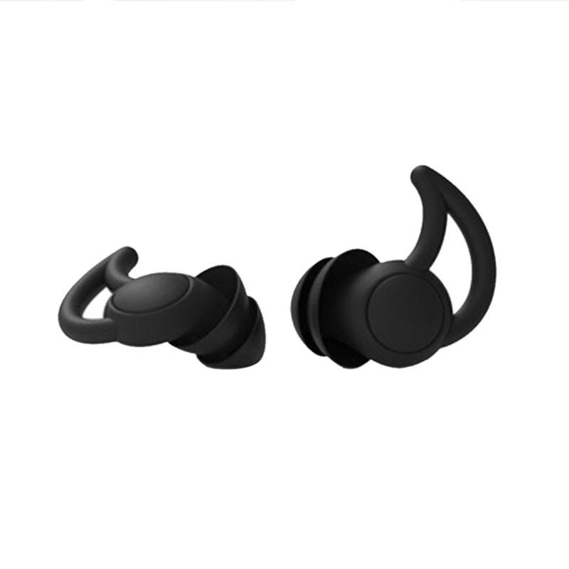 1Pair Soft Silicone Ear Plugs Noise Reduction Earplugs Ear Protector 2/3 Layers: 1-BK