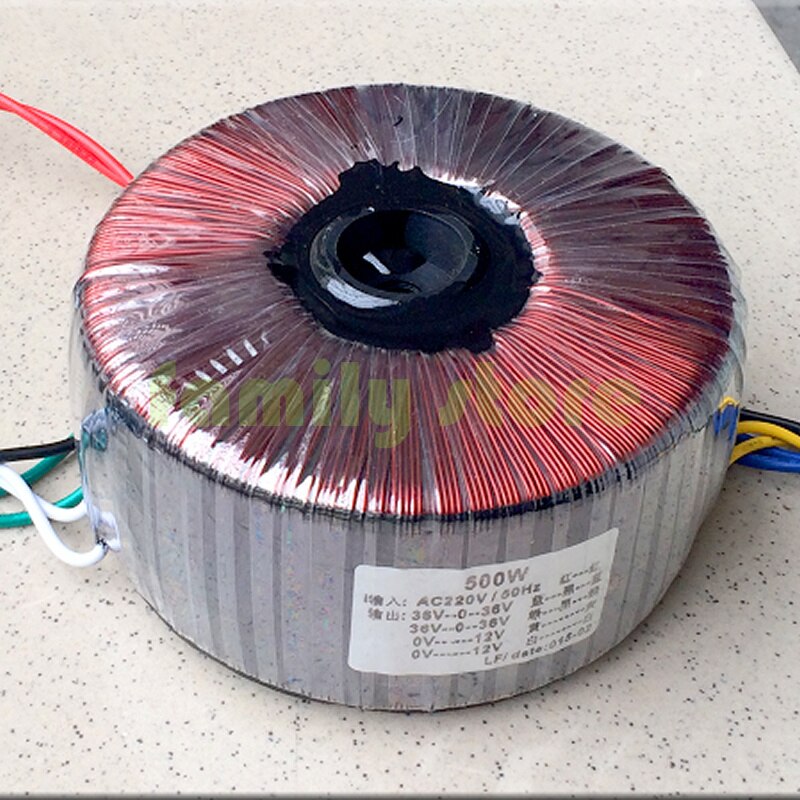 High 500W toroidal transformer, output two sets of three-wire 36V + two sets of 12V, secondary 10-wire output