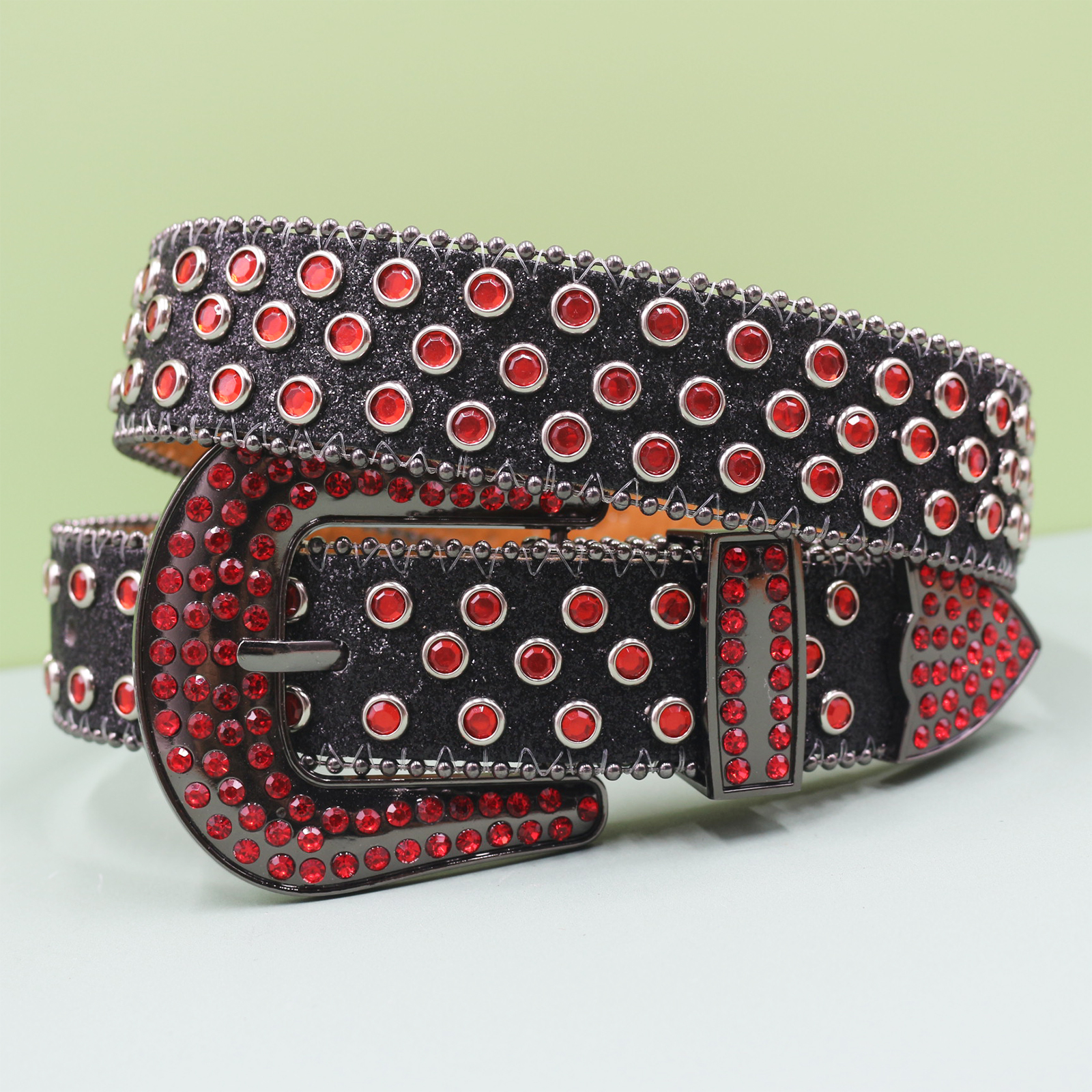 Ceinture en jean pour hommes et femmes, grande taille, en Denim occidental, à rivets brillants, en cuir, Style HipHop Punk Rock Y2K