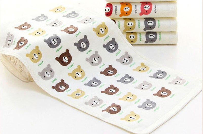 Cotton Baby Towel Washcloth Baby Feeding Baby Face Towels Washers Hand Cute Cartoon Wipe Wash Cloth Super Soft Water Absorption: White