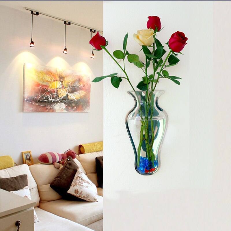 Wall Hanging Acrylic Fish Tanks with Accessories Wall Mount Aquarium Water Tank Flower Pot Plant Vase Mini Aquarium Betta Fish: 28x14cm