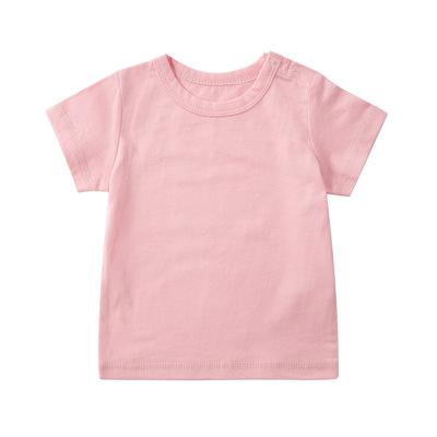Short Sleeved Shirt 0-2y Boys And Girls Summer Casual T-shirt Toddler Girl Tops Kids Boy T-shirt Cotton Clothing Baby Boy Tops: Pink / 24M