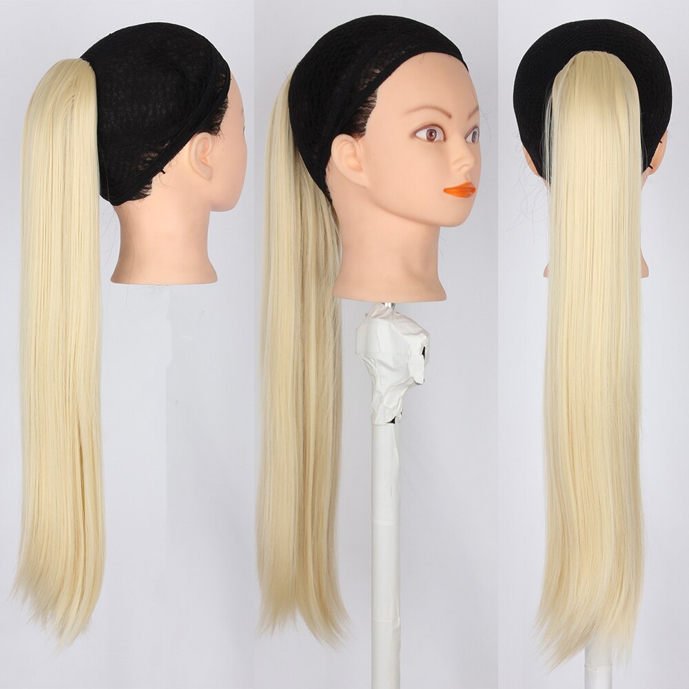 Straight Ponytail Synthtic Hair Extension Natural Color Drawstring Ponytail Soft Hair Bun Chignon Clip in Hair Tail For Women