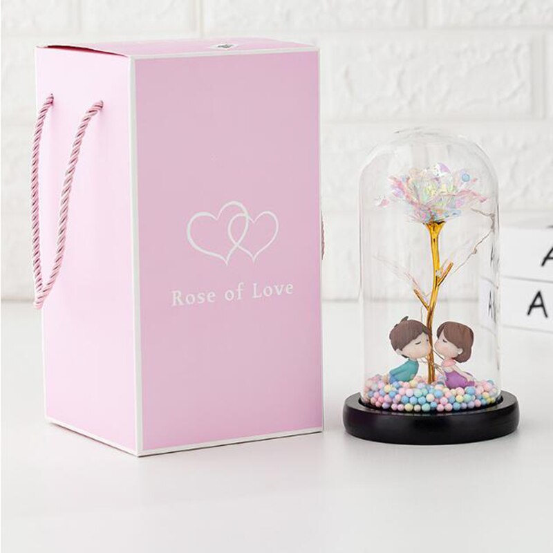 directe Galaxy Rose clignotant fleurs en flacon verre dôme pour saint valentin anniversaire décoration de mariage