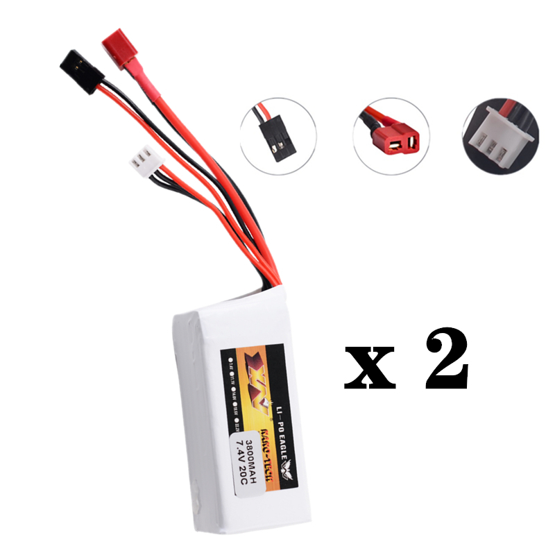 7.4V 3800mAh 20C Lipo Battery For BAJA 5B/5T/5SC Car Model Gasoline Receiver Accessories Parts 7.4V Battery: Yellow