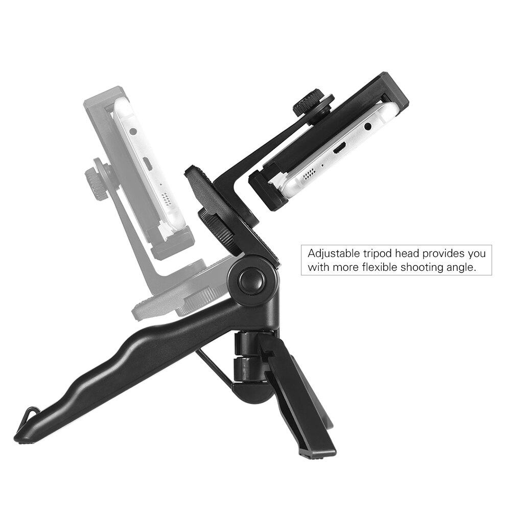 Universal Mini Phone Tripod Stand Handheld Grip Stabilizer with Adjustable Smartphone Clip Holder Bracket for iPhone Samsung