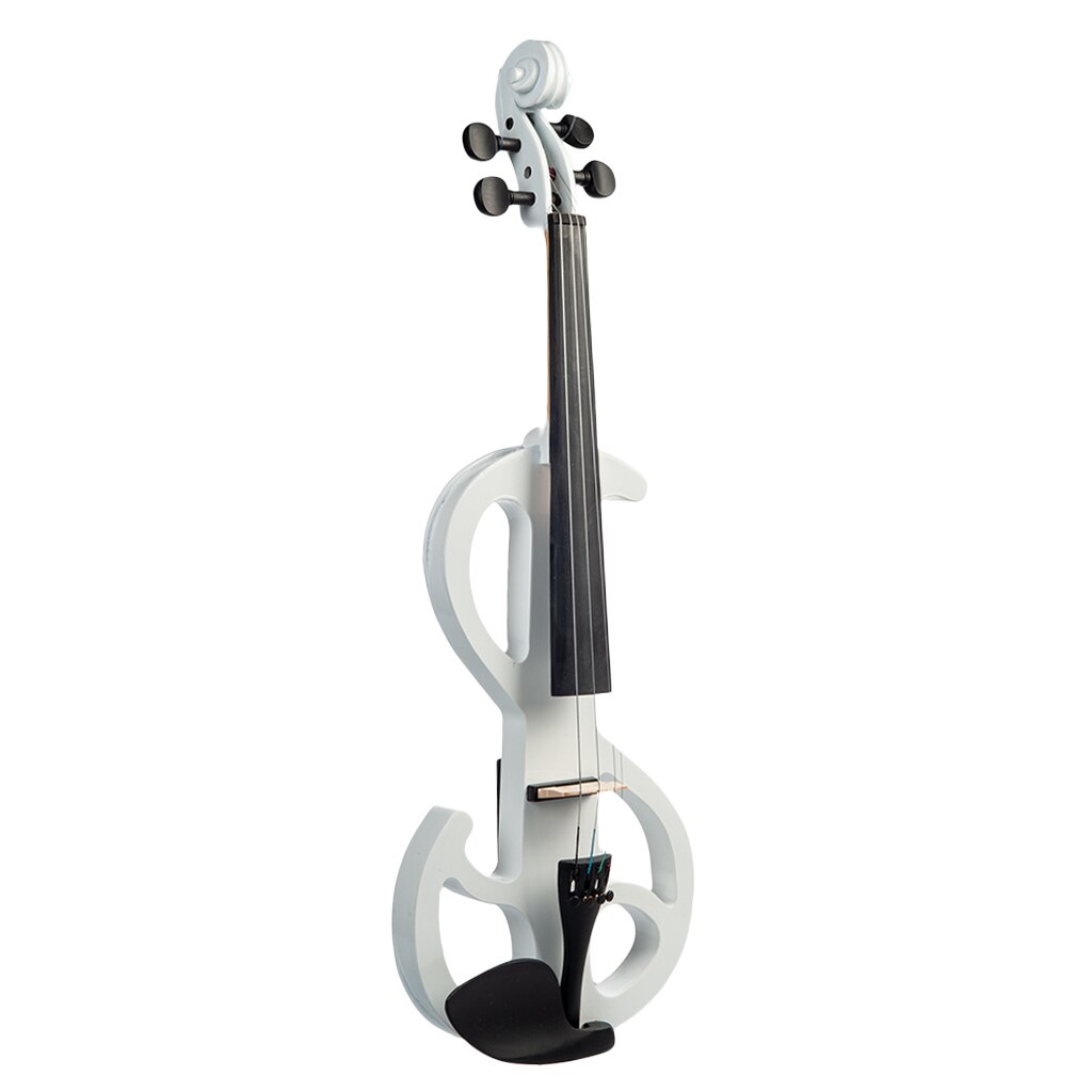 4/4 Full Size Electric/Silent Violin Set Bowed Stringed Instrument (White)