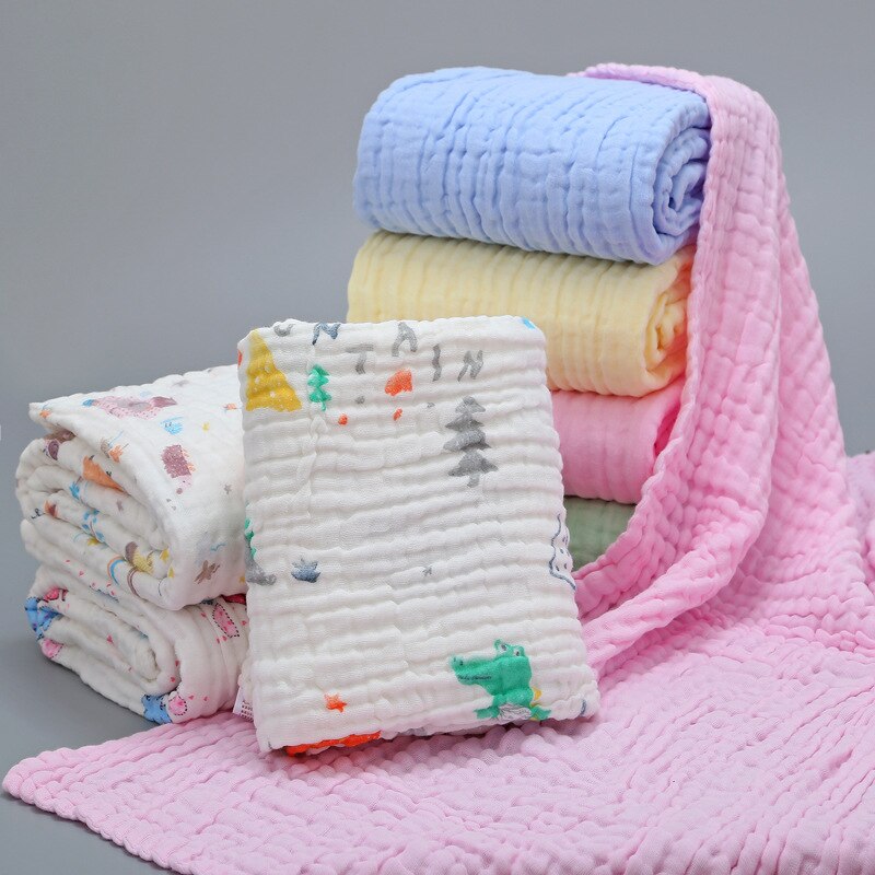 Babyfiltar nyfödd muslin swaddle 6 lager babyhandduk gasväv mjuk filt fast sängkläder set bomull sommartäcke