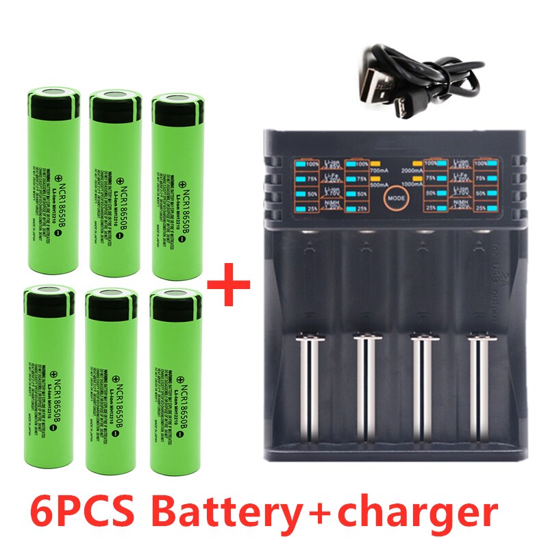 NCR 18650 30A discharge 3.7V 3400mAh 18650 rechargeable battery flashlight lithium battery + USB 18650 charger