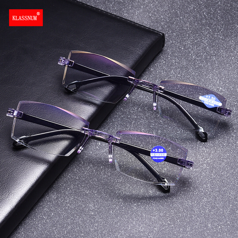 Gafas inteligentes con ajuste automático para hombre y mujer, lentes de aumento con brillo de lectura, antiluz azul + 1,0-+ 4,0