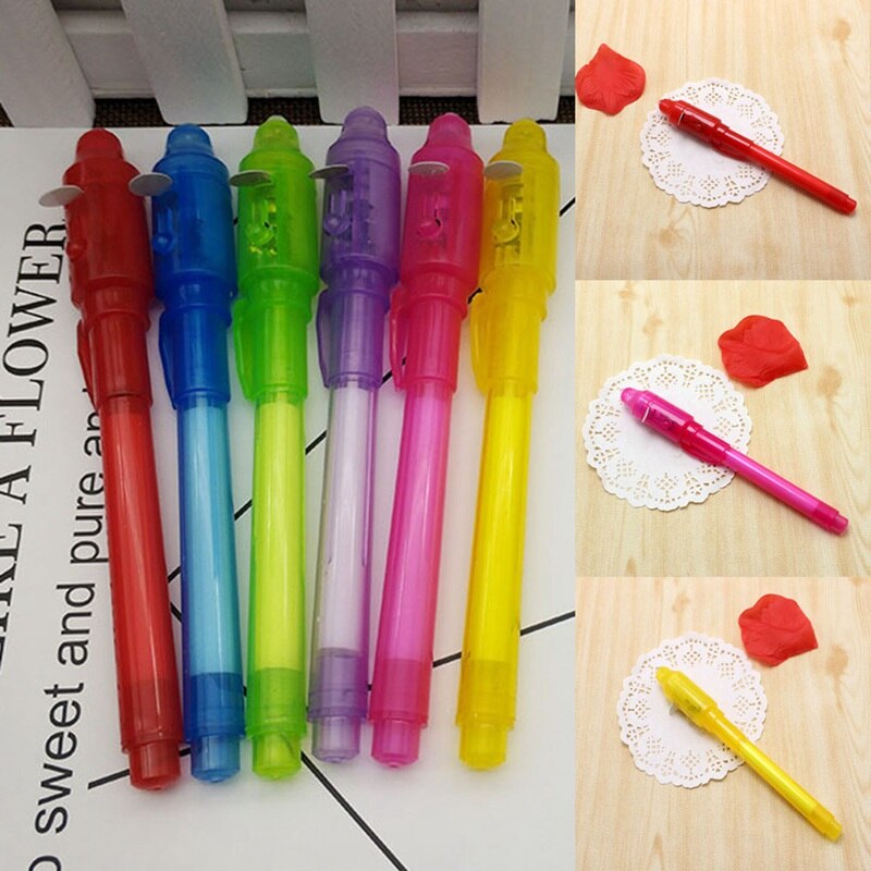 Luminous Light Pen Magic 2 In 1 UV Black Light Drawing Invisible Ink Pen Office School For Child Random Color