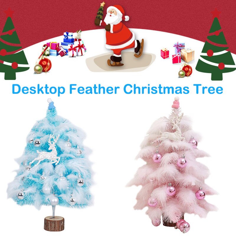 Veer Kerstboom Mini Blauw Roze Decoratie Ceder Desktop Tafelblad Partij Decoratie Kerst Ornamenten