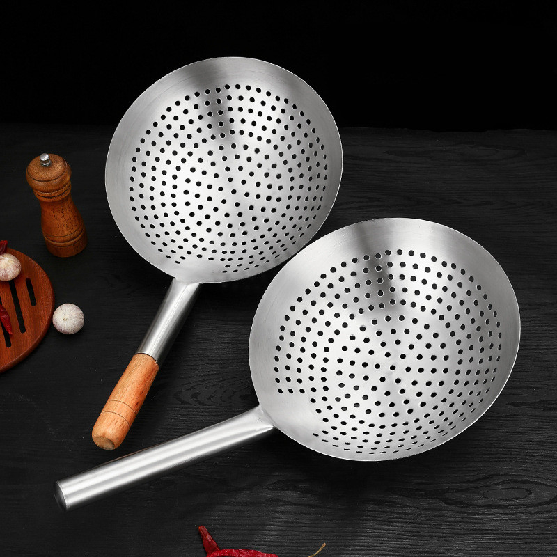 Colador grueso de acero inoxidable 304 con mango largo, tamiz grande para albóndigas, harina y fideos, espumadera, cuchara de cocina