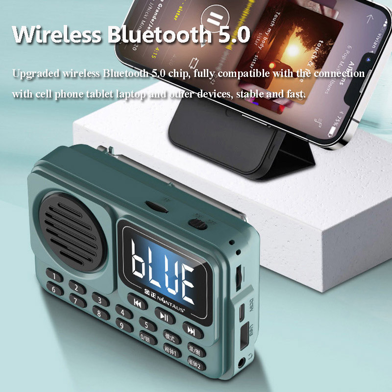 Przenośny zegar Radio FM Wyświetlacz LED HD Radia o wysokiej czułości Bezprzewodowy głośnik Bluetooth Obsługa podwójnego budzika Nagrywanie HD