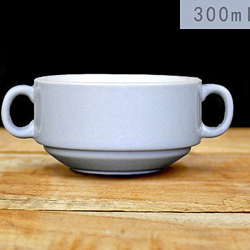 Handle Soup Bowl 300ml Microwaveable Containers Soup mugs ceramic coffee tea milk cup nice: Light Grey