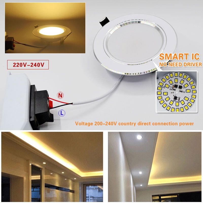 Høj effekt led downlight hvid 3w 5w 7w 9w 12w 15w 18w 220v led loft badeværelseslamper stue hjem indendørs belysning