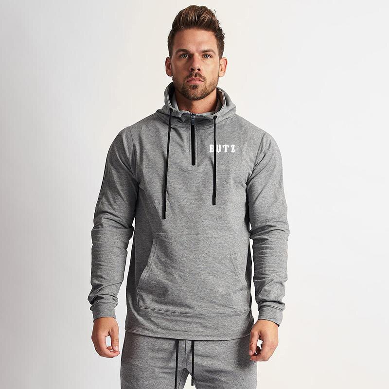 Moletom com capuz para homens, outono e inverno, estampa de letra, fitness, esporte, lazer, casaco com capuz: M / medium grey