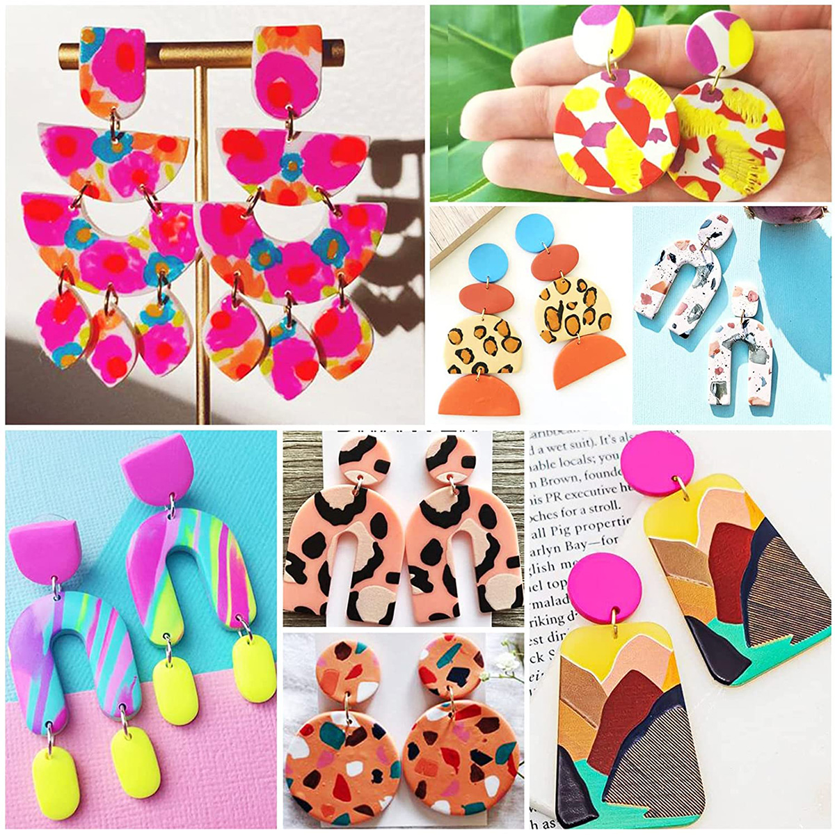 Set van 24/142/193 polymeerklei uitstekers, plastic klei oorbellen uitsteker, roestvrijstalen doe-het-zelf sieradenmal, accessoires voor het maken van oorbellen