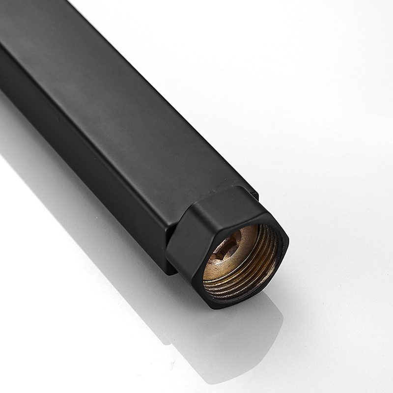 40CM Shower Extension Rod Bathroom Extra Extend Long Square Tube Bar Shower Faucet Set Black White Chrome Gold Bath System Pipe