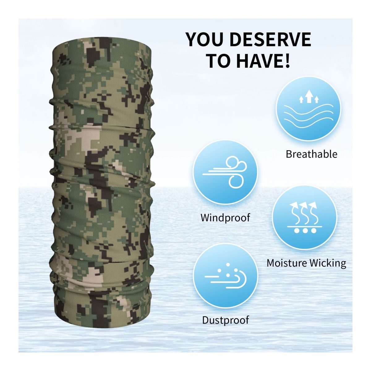 Polaina de cuello de camuflaje Digital verde NWU personalizada, protector facial UV para hombres y mujeres, pañuelo de invierno para senderismo