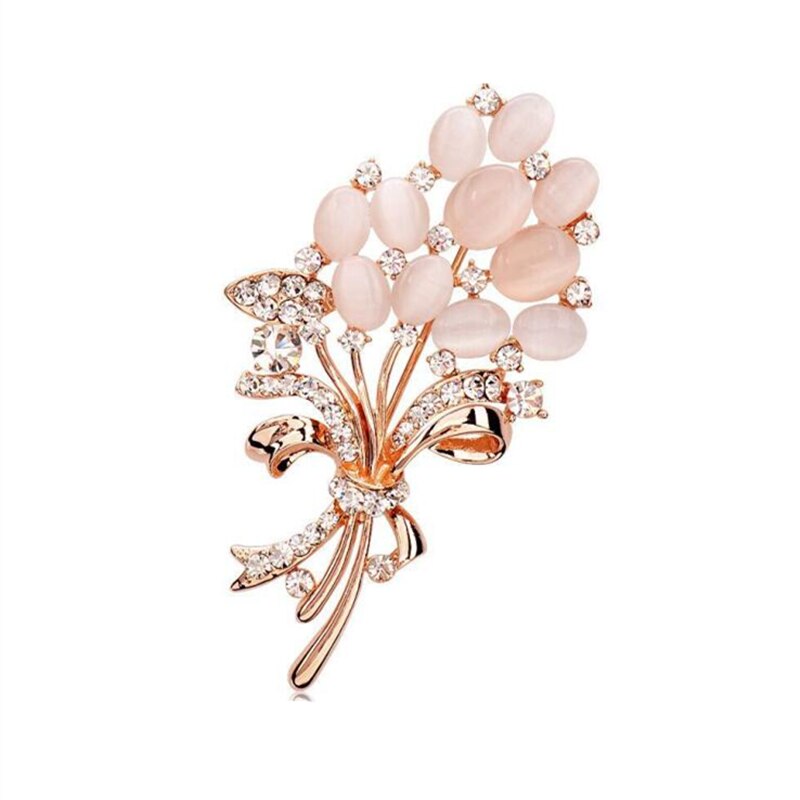 Crystal Brooch Bauhinia Brooches Lapel Pin Rhinestone Brooches Corsage Wedding Jewelry Women: Gold grape