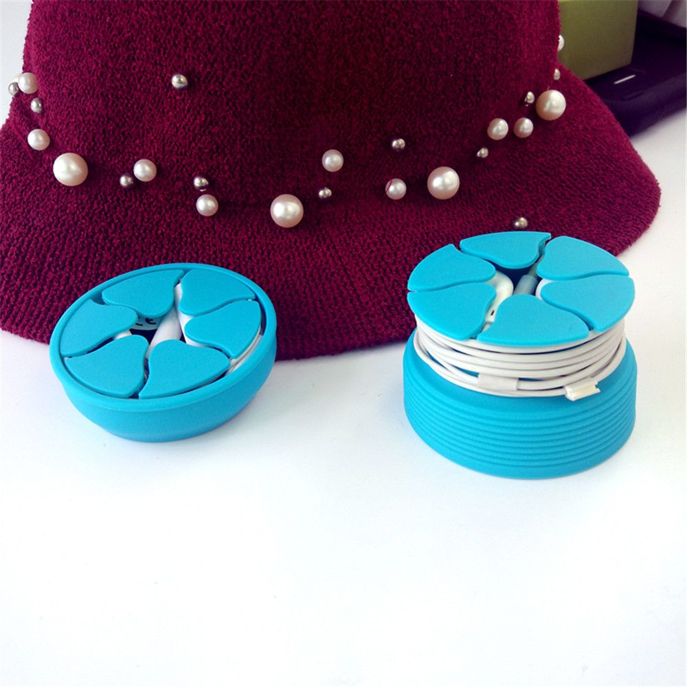 Round Silicone Office Desk Organizer Desk Stationary Storage Box Earphone Protector USB Cable HolderCable Winder Accessorie