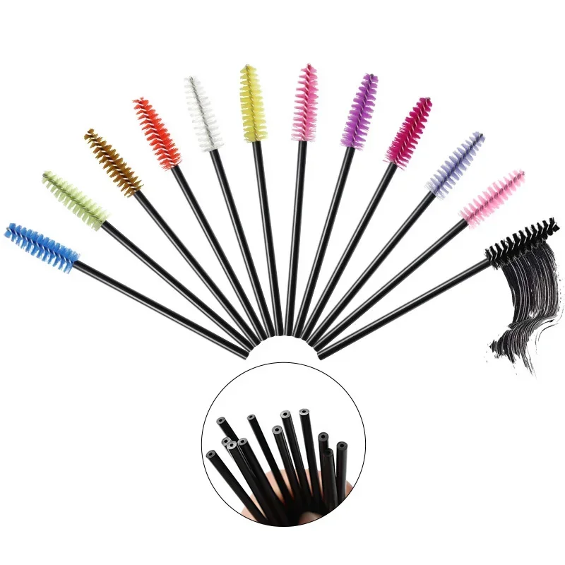 50 Stuks Wegwerp Wimperborstels Crystal Eye Lash Mascara Wands Glitter Lash Kam Spooies Micro Make-Up Applicators