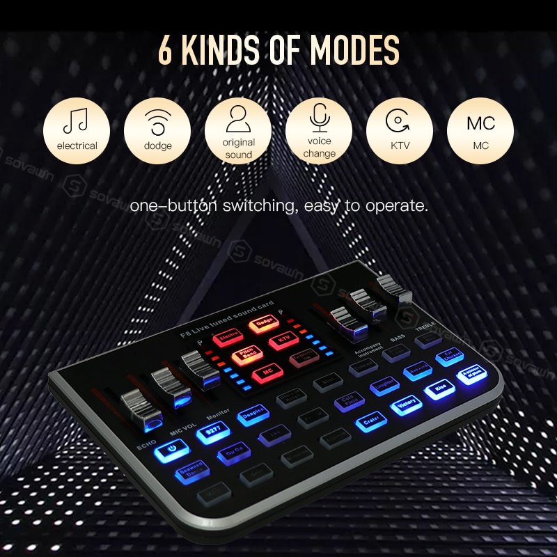 Multi-function F8 Microphone Sound Card USB Audio Live Broadcast Mixer Audio Digital for Karaoke Microphone System