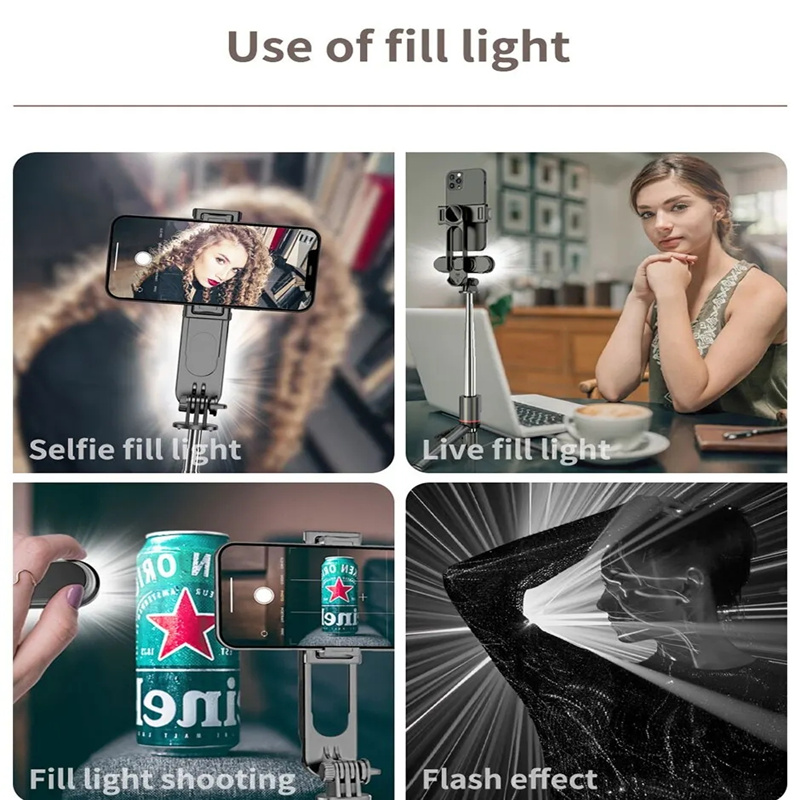 FANGTUOSI 2025 nowy L15 bezprzewodowy kijek do selfie stojak trójnóg składany monopod z oświetleniem Led dla smartfonów Tiktok strzelanie na żywo