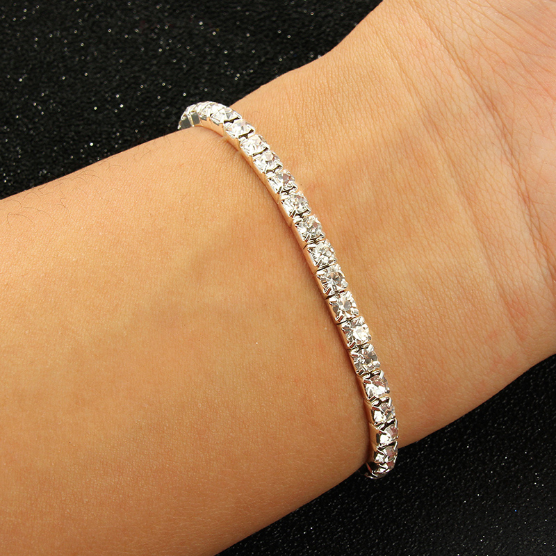 Bracelets et Bracelets en strass couleur argent multi-styles, Bracelet de mariée de mariage, extensible, bijoux pour femmes: Estampage à chaud