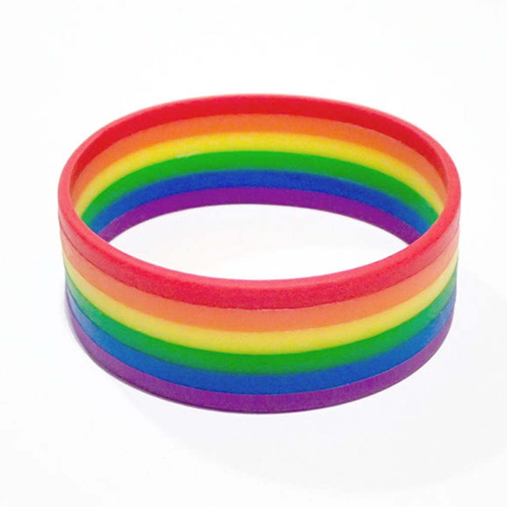 Del Silicone di modo di Arcobaleno Orgoglio Braccialetto Mutilayered Gomma Gay Lesbiche Wristband di Modo Dei Monili