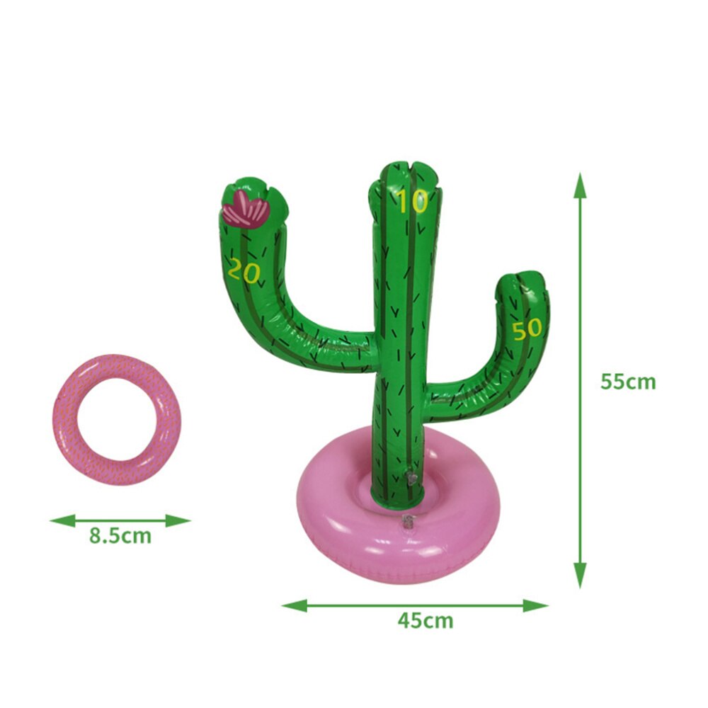 1 Set Van Pvc Opblaasbare Cactus Vormige Beach Party Speelgoed Kids Ring Toss Speelgoed (1Pc Cactus + 3pcs Ring)