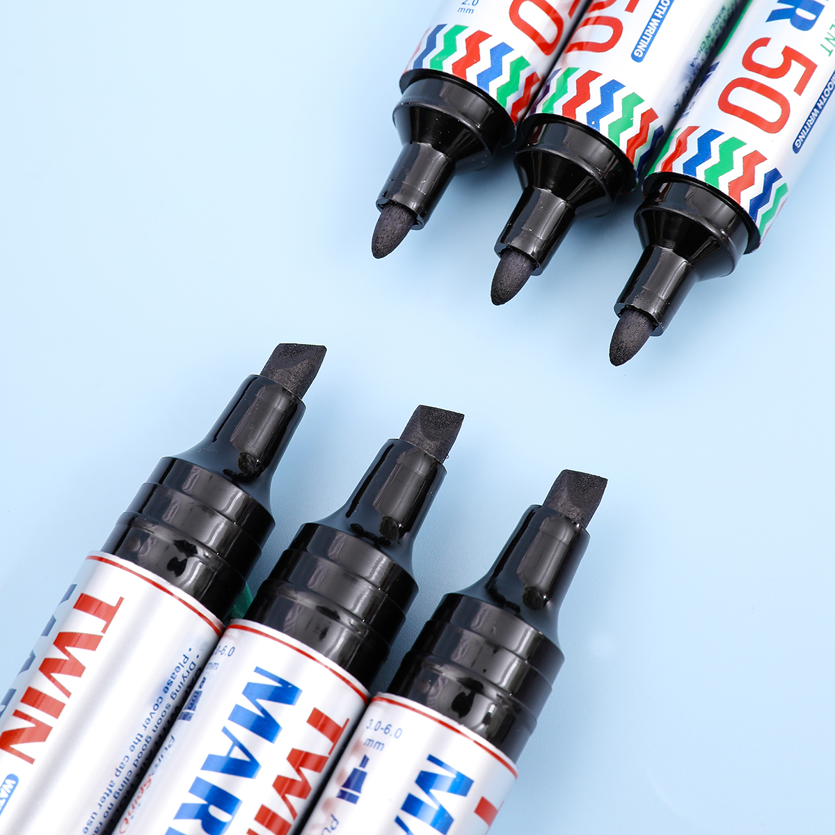 3pcs Waterproof Large Permanent Markers Dual Tips 2mm-6mm Wide Marker for Stone, Poster, Canvas, Glass, Wood, Ceramic