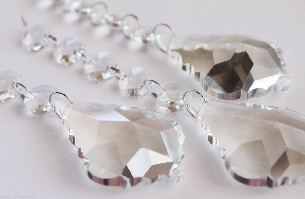 30 stk / parti 150mm ( h) krystal ahornblad med ottekantede perler kranser strand klart glas krystal lysekrone vedhæng,