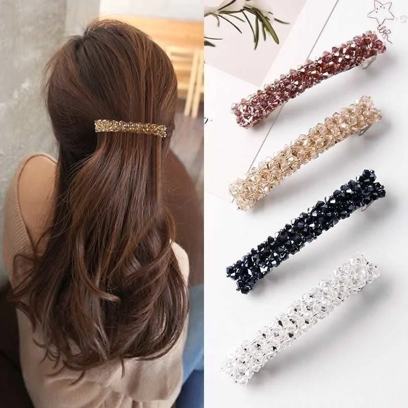 Moda cristal primavera grampos de cabelo pinos contas artesanais presilhas de cabelo para mulheres menina moda simples acessórios para o cabelo headwear