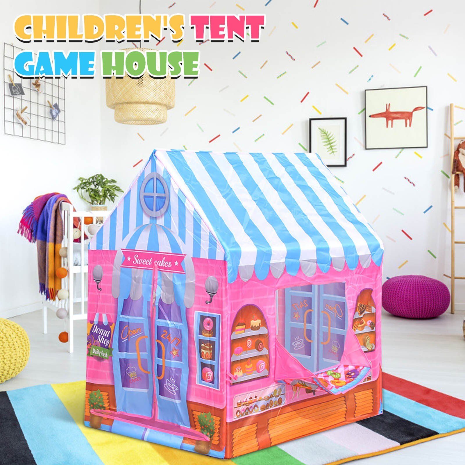 Zelt Nachtisch-Einkaufen freundlicher DIY Zelt Spielen Zelte drinnen Baby Haus freundlicher vorgeben Spielhaus freundlicher Tragbare Faltbare Spielzeug Zelte