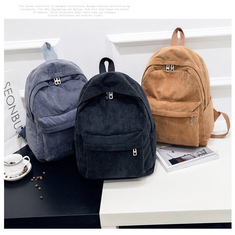 Personalisierte Cord Schwarz Navy Khaki Gary Student Rucksack Custom Bestickte Große Kapazität Schul für Schüler und Erwachsene