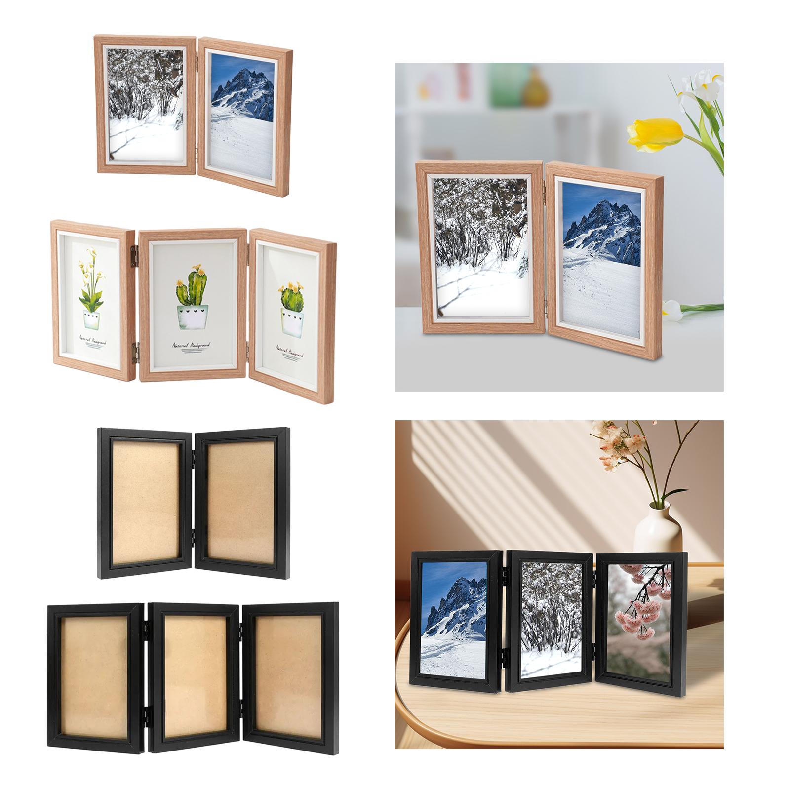 Klappbarer Fotorahmen, faltbarer Bilderrahmen aus Holz, 10,2 x 15,2 cm, Familienfotocollage für Eingangsbereich, Flur, Tischplatte, Schreibtisch, Heimdekoration