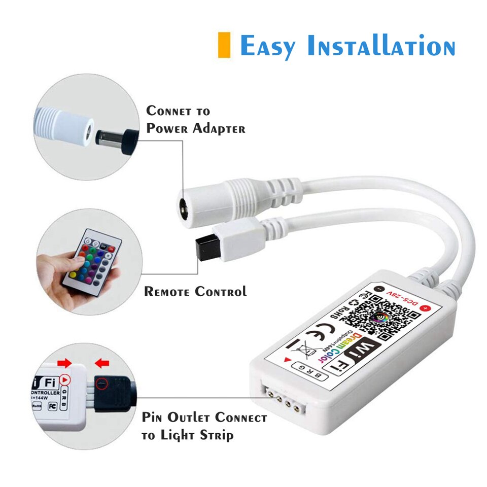 Rgb Led Controller Smart Wifi Led Strip Licht Controller 12V Bluetooth Ir Afstandsbediening Voor 5050 2835 Led Strips