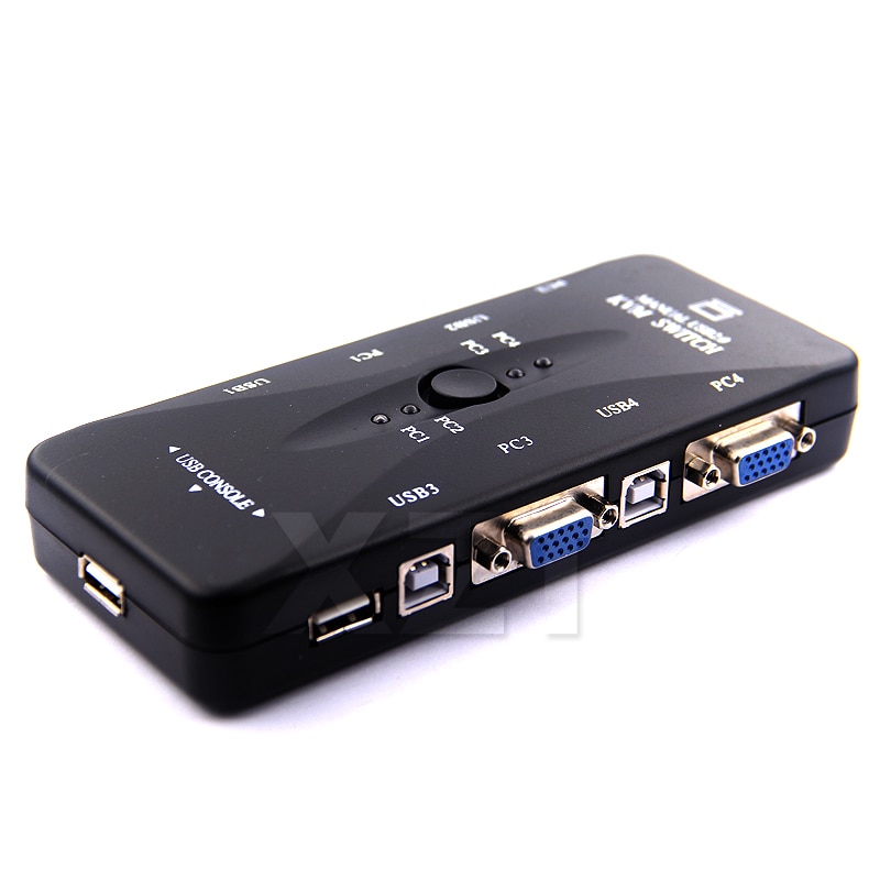 4 Ports USB2.0 KVM Switch Selector VGA Print Auto Switch Moniter Box VGA Splitter KVM Switch