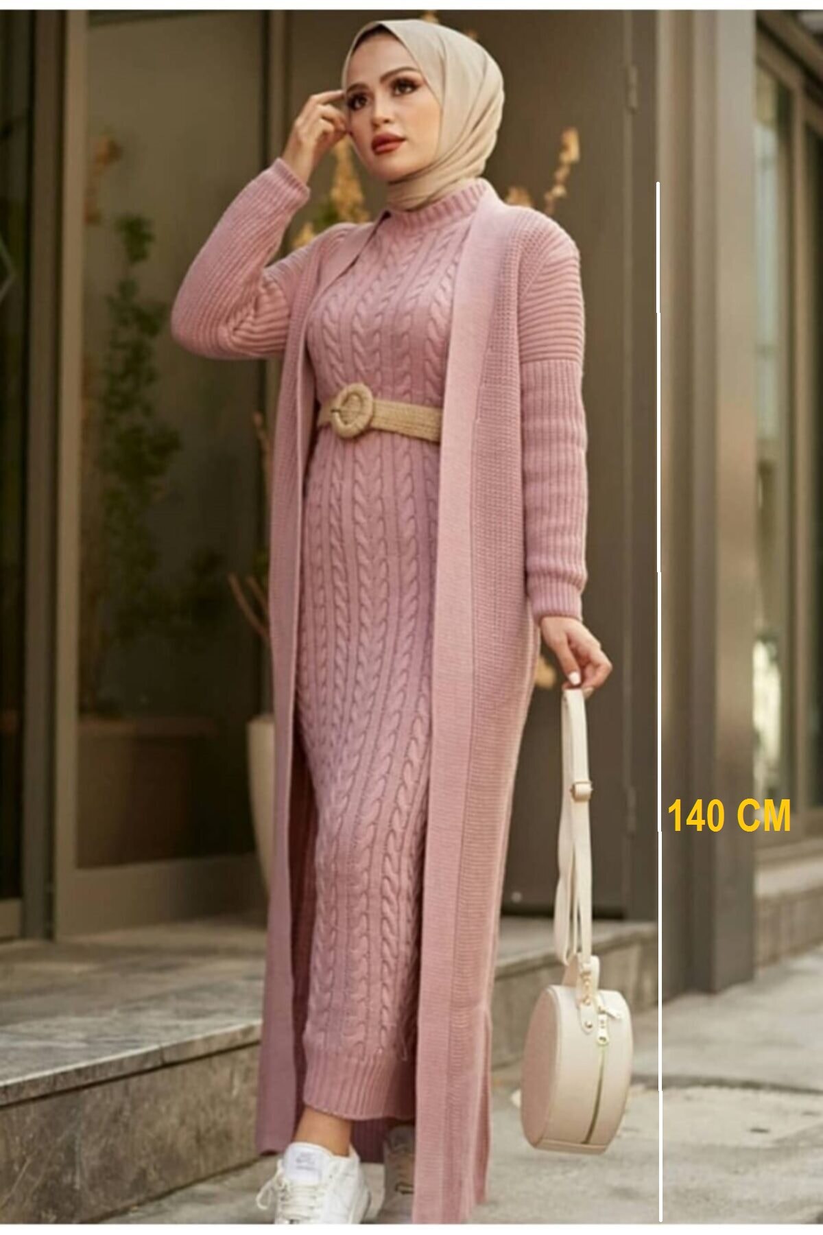 Gabardina larga tipo Cárdigan para mujer, ropa árabe de Muslilm, vestido largo, de Dubái en inglés, 2 uds.