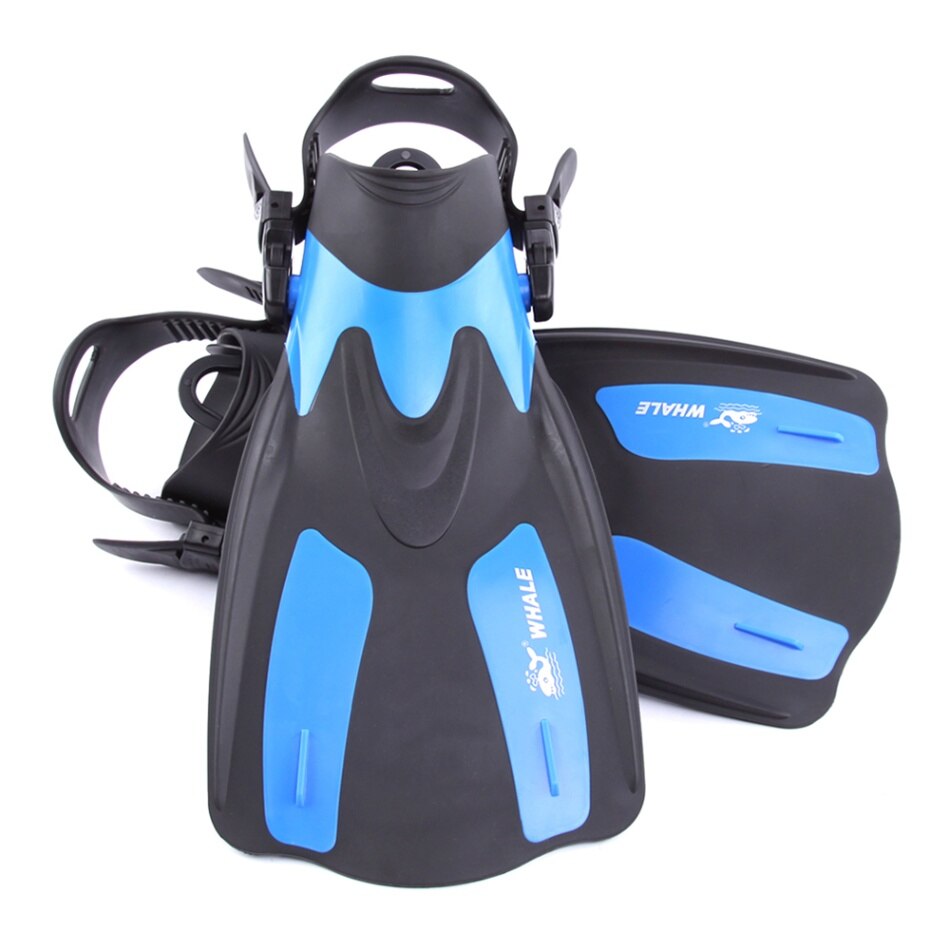 Aletas de buceo de snorkel aletas de natación cortas para adultos aletas de natación con talón ajustable equipo de deportes acuáticos aletas de natación: Azul / XL