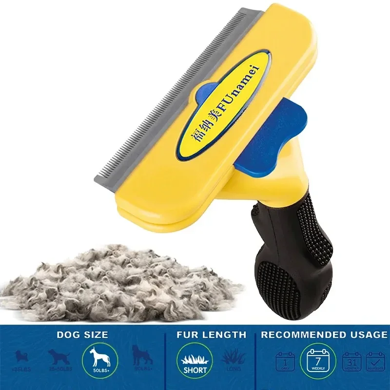 Ontharingskam voor grote honden Borstel voor grote honden Verzorgingsborstel voor huisdieren Kattenkam Haarmassagekam voor honden Kattenhaarverwijderaar Reiniging Verzorging: Blauw