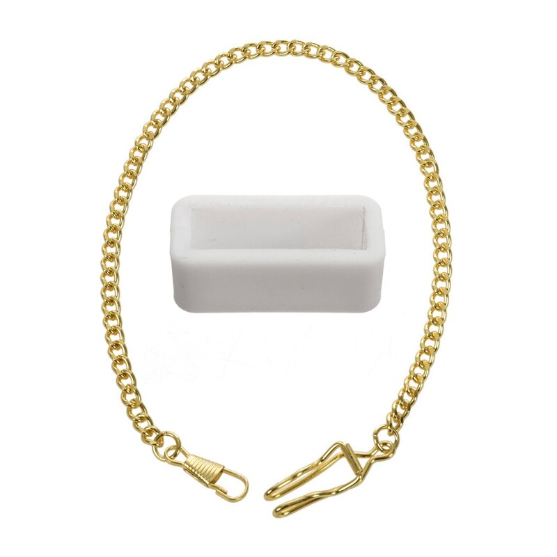 1 Pcs Wit Horloge Band 18Mm &amp; 1 Pcs Retro Antieke Vintage Zakhorloge Ketting Goud: Default Title