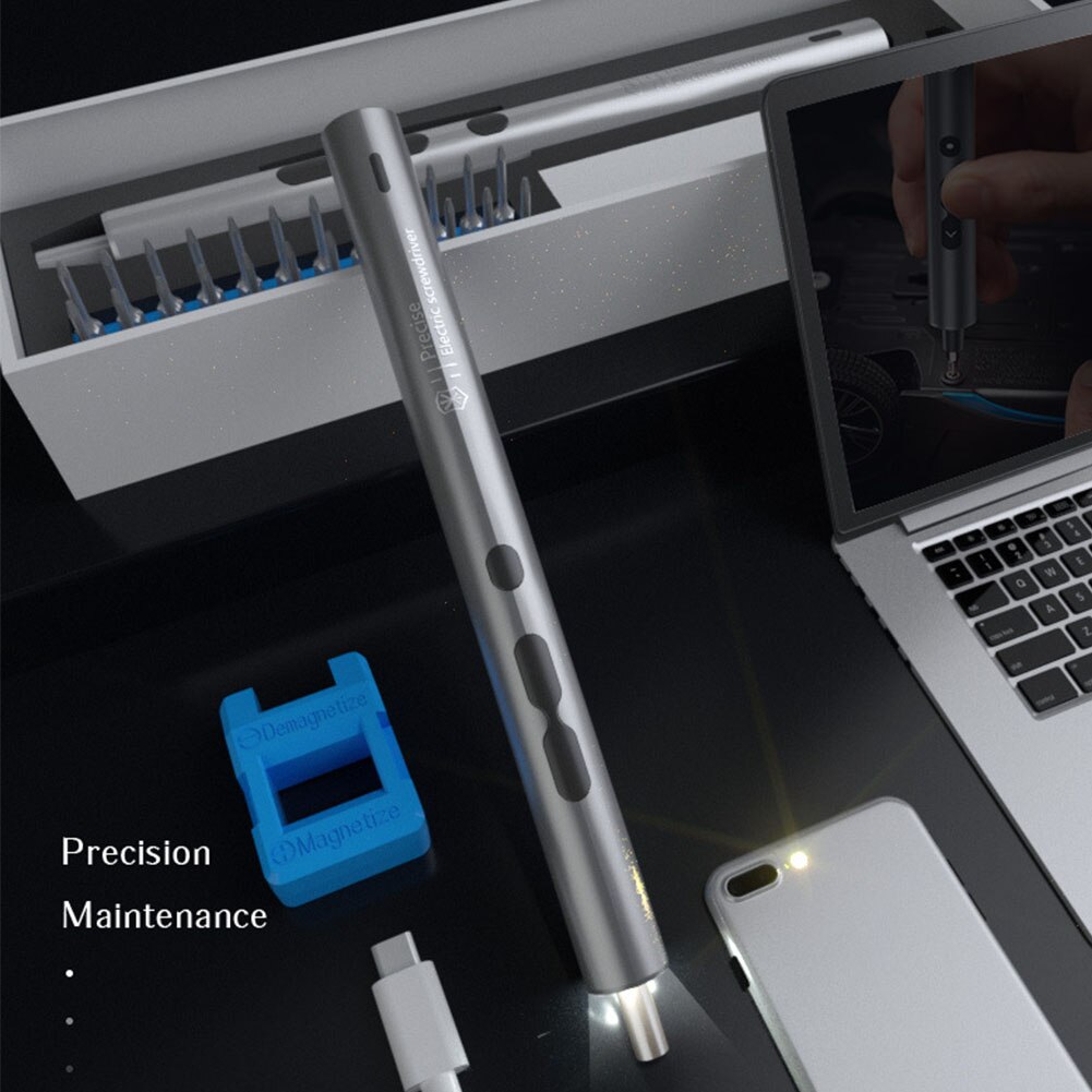 28 In 1 Mini Portable Electric Screwdriver Set Ergonomic Cordless USB Rechargeable Portable Multi-Positional Repair Accessories
