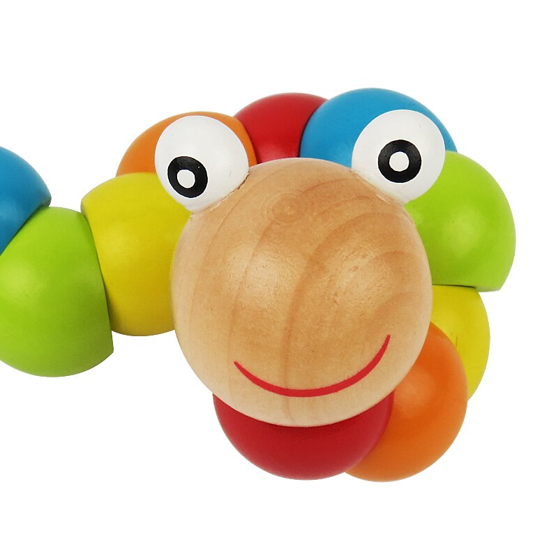 Funny Kids Twist-Gekleurde Insecten Speelgoed Houten Verscheidenheid Draaien Inchworm Developmental Baby Educatief Speelgoed Voor Baby Boy