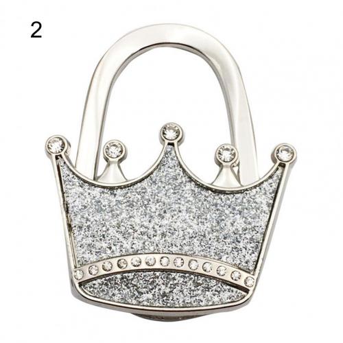 Taske krog skinnende folde zink legering rhinestone krone stjerne bordkant håndtaske bøjle til hjemmet nøglering sød taske vedhæng: 2